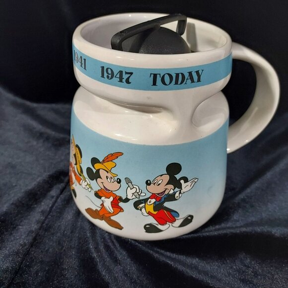 Disney Store Mickey Mouse Through the Years Ceramic Mug w/ Lid 1928-1947 Today - Picture 2 of 8